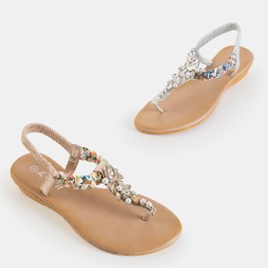 Golden flip-flops with ornaments Gortenzja - Footwear