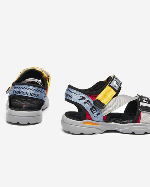 Gray boys 'sandals with colorful inserts and inscriptions Reberik - Footwear