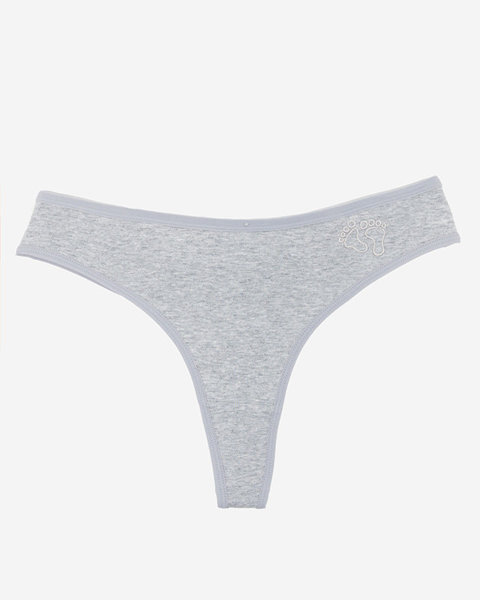 Gray cotton women's thongs with embroidery - Underwear