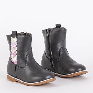 Gray girls boots with a decorative upper Noksimi - Footwear