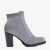 Gray women's boots on the post with decorations Valor - Footwear