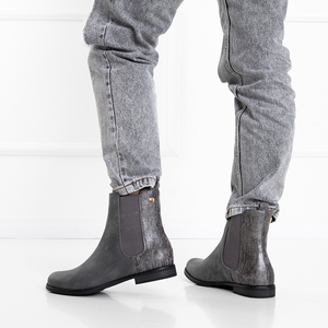 Gray women's boots with a flat heel Mostali- Footwear