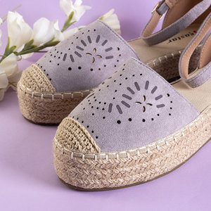 Gray women's openwork sandals a'la espadrilles Tiseria - Footwear