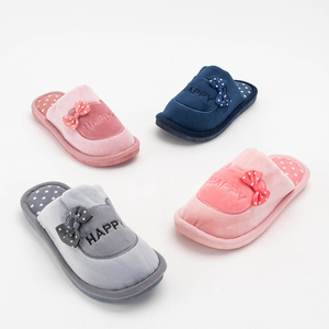 Gray women's slippers with a bow Mommis - Footwear