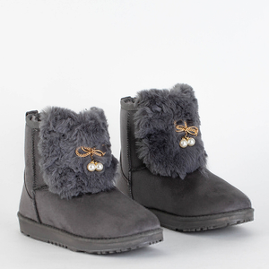 Gray women's snow boots with a decorative upper Cioni - Footwear