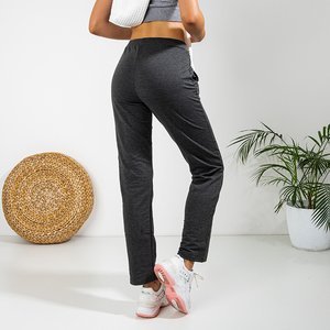 Gray women's straight sweatpants with pockets - Clothing