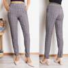 Gray women's treggings with a blue check with golden inserts - Clothing