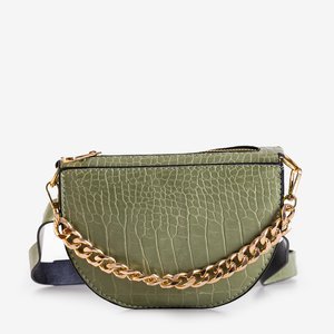 Green kidney bag with a gold chain - Handbags