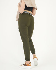Green women's combat pants with pockets - Clothing