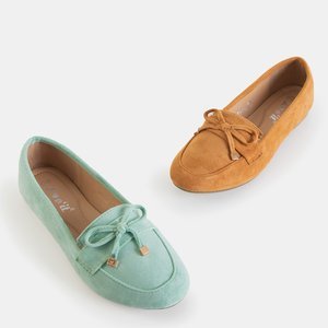 Green women's loafers with a bow Gasioa - Shoes