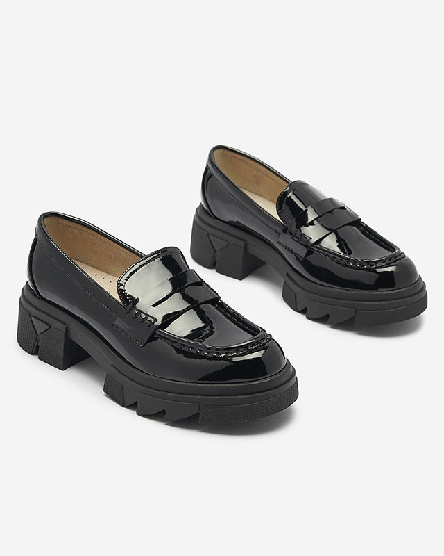 Lacquered black moccasins for women Tygriss- Footwear