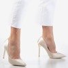 Ladies' Beige Satin Gold Star Heels - Footwear
