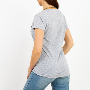Ladies 'Gray Printed T-shirt - Clothing