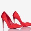 Ladies' Red Satin Gold Star Stilettos - Footwear