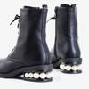 Ladies 'black flat-heel trainers with pearls Minot - Shoes