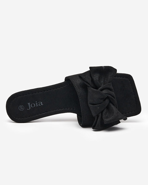 Ladies 'black slippers with a fabric bow Kelisso - Footwear