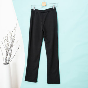 Ladies' black straight sweatpants with pockets - Clothing
