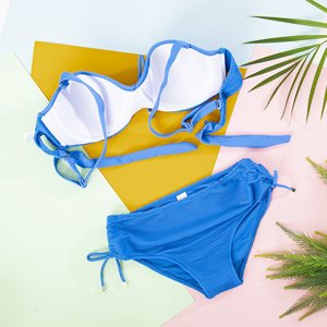 Ladies' blue striped two-piece swimsuit - Underwear