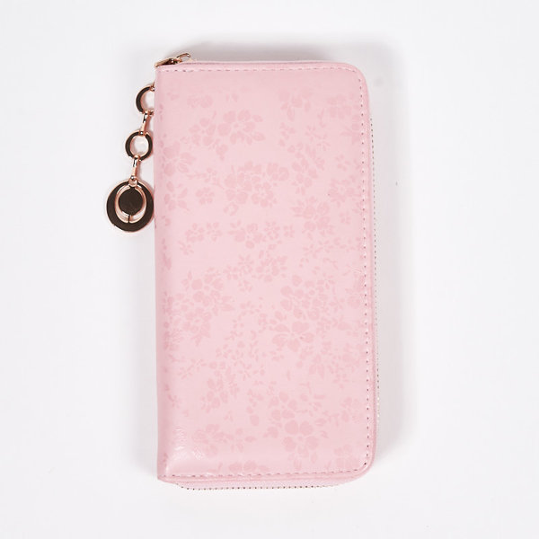 Large pink patterned mat eco leather wallet - Accessories