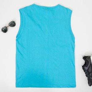 Light Blue Cotton Men's Sleeveless T-Shirt - Clothing