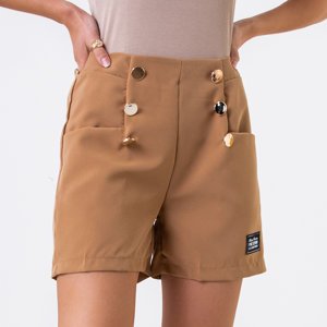 Light brown ladies short shorts with buttons - Clothing