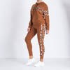 Light brown ladies' tracksuit with a leopard print - Clothing