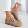 Light brown women's shoes fastened with Velcro Grazena - Footwear