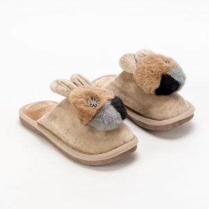 Light brown women's slippers with rabbit Rabitso - Footwear