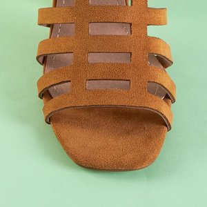 Light brown women's stripe sandals on the Sima post - Footwear
