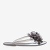 Light gray flip-flops with flowers Dormeque - Footwear 1