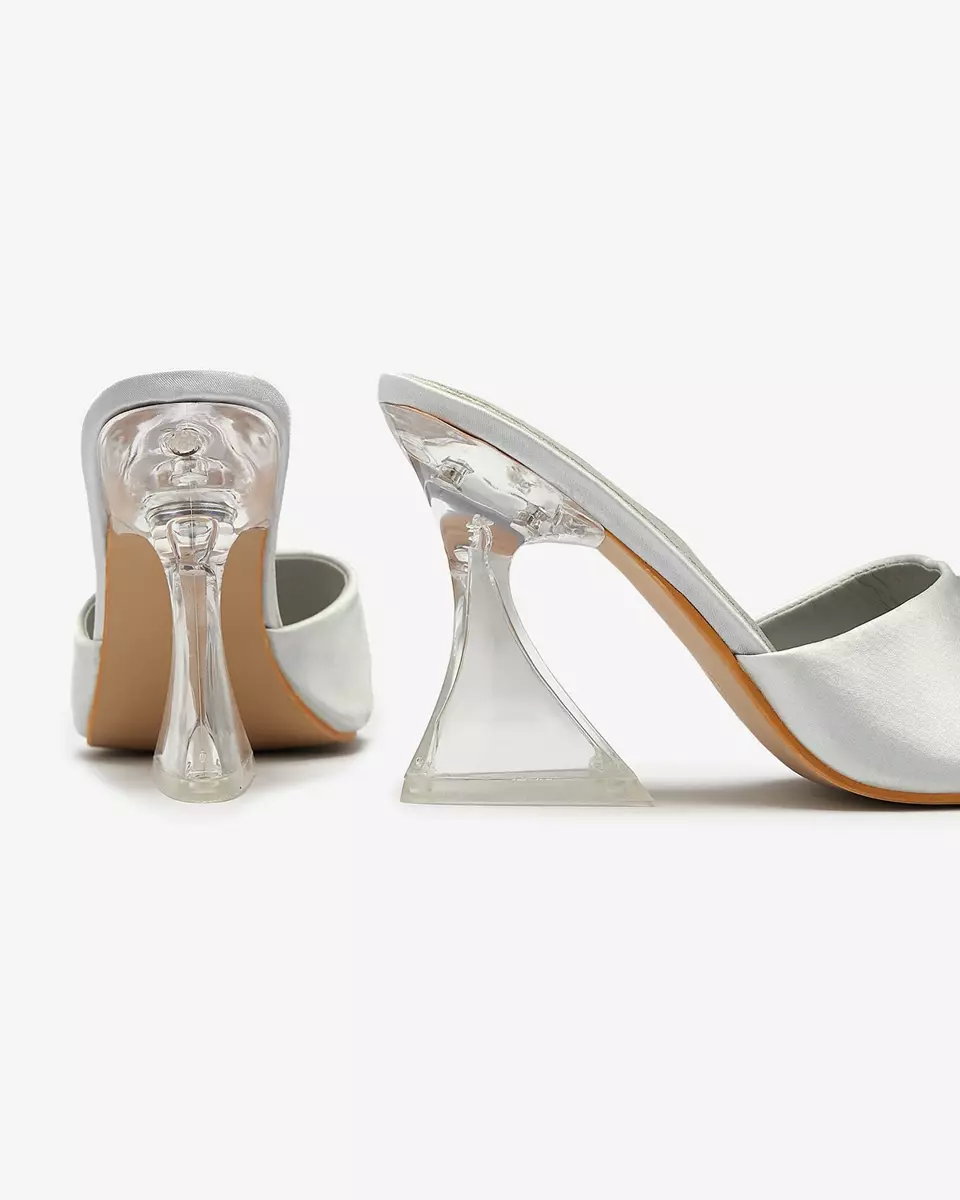 Light gray women's flip-flops with transparent heel Ageria - Footwear