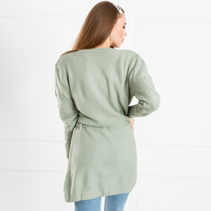 Light green ladies tied cardigan with pockets - Clothing