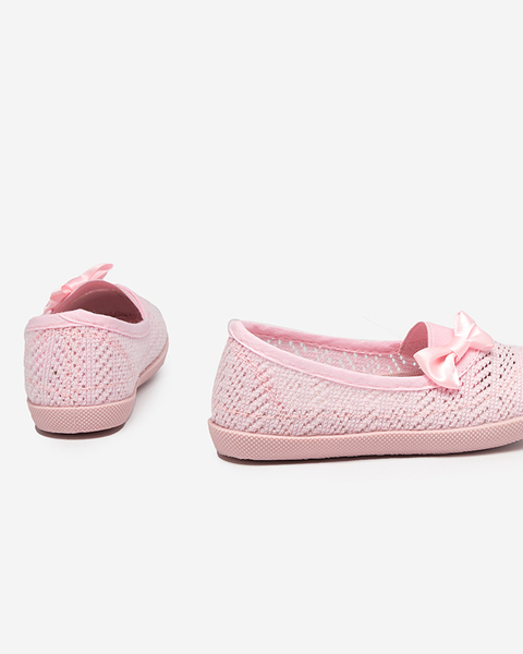 Light pink openwork sneakers for girls with a bow Apllo - Shoes