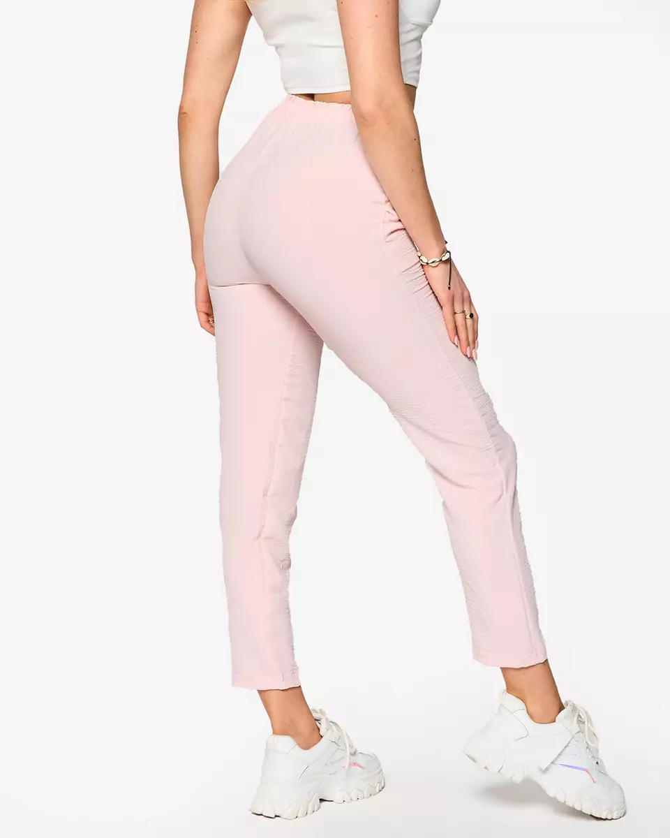 Light pink women's straight fabric pants - Clothing