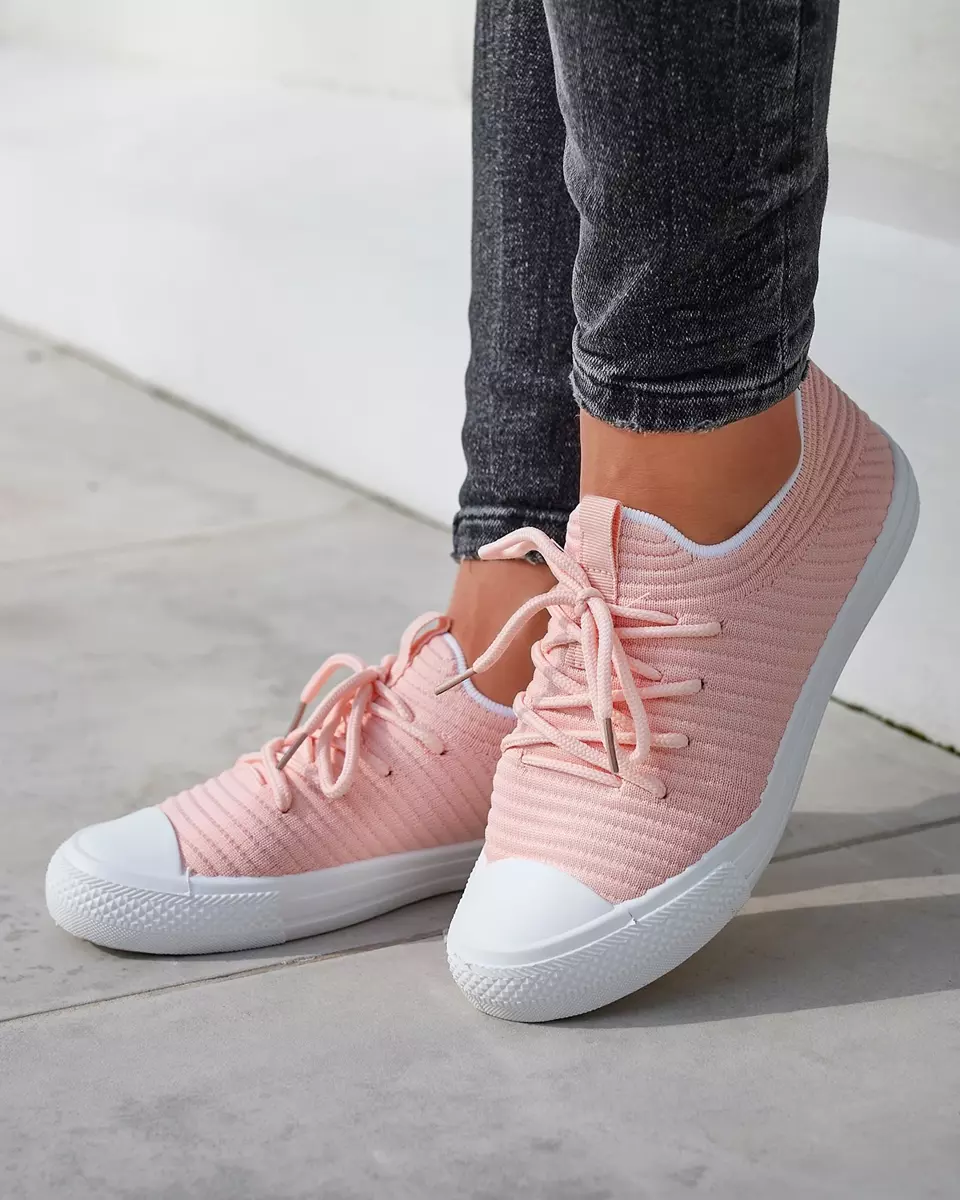 Light pink women's striped sneakers Manfer- Footwear