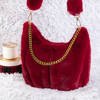 Maroon fur handbag for women - Accessories