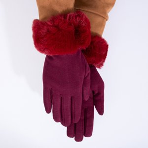 Maroon women's gloves with a soft finish - Accessories