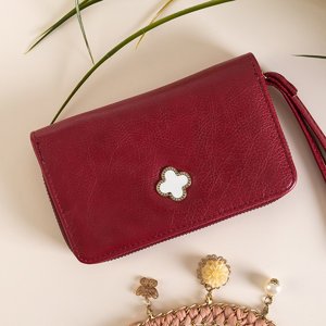 Maroon women's wallet with an ornament - Wallet