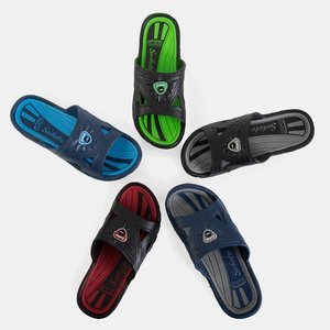 Men's black and green Zesov rubber slippers - Footwear