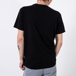 Men's black cotton t-shirt with the inscription - Clothing