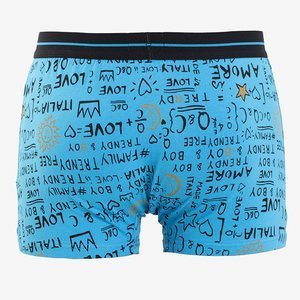 Men's blue boxer shorts with inscriptions - Underwear