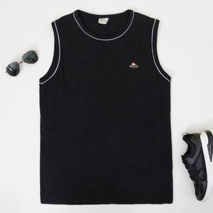 Men's cotton black sleeveless T-shirt - Clothing