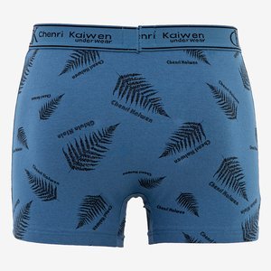 Men's navy blue boxer shorts with leaves - Underwear