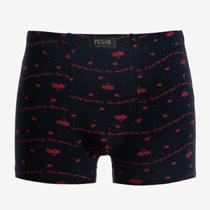 Men's navy blue boxer shorts with red patterns - Underwear