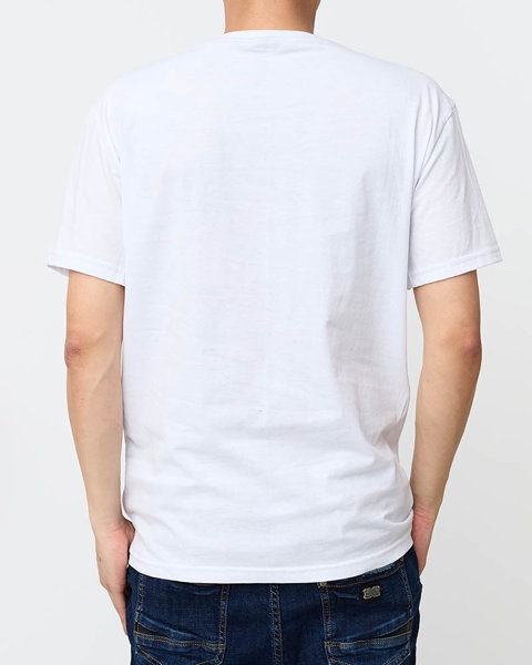 Men's white cotton t-shirt with a colored print - Clothing