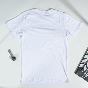 Men's white printed cotton t-shirt - Clothing