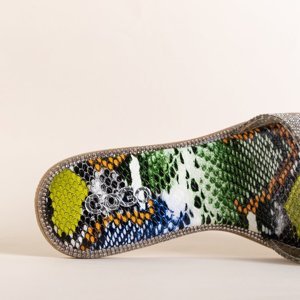 Multicolored serpentine women's slippers with cubic zirconia Verina - Footwear