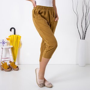 Mustard women's 3/4-length pants - Clothing