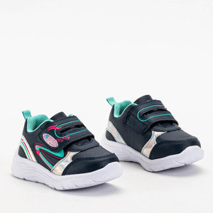 Navy blue and mint Mikorasi girls' sports shoes - Footwear