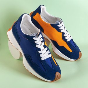 Navy blue and orange men's sports shoes Willy - Footwear